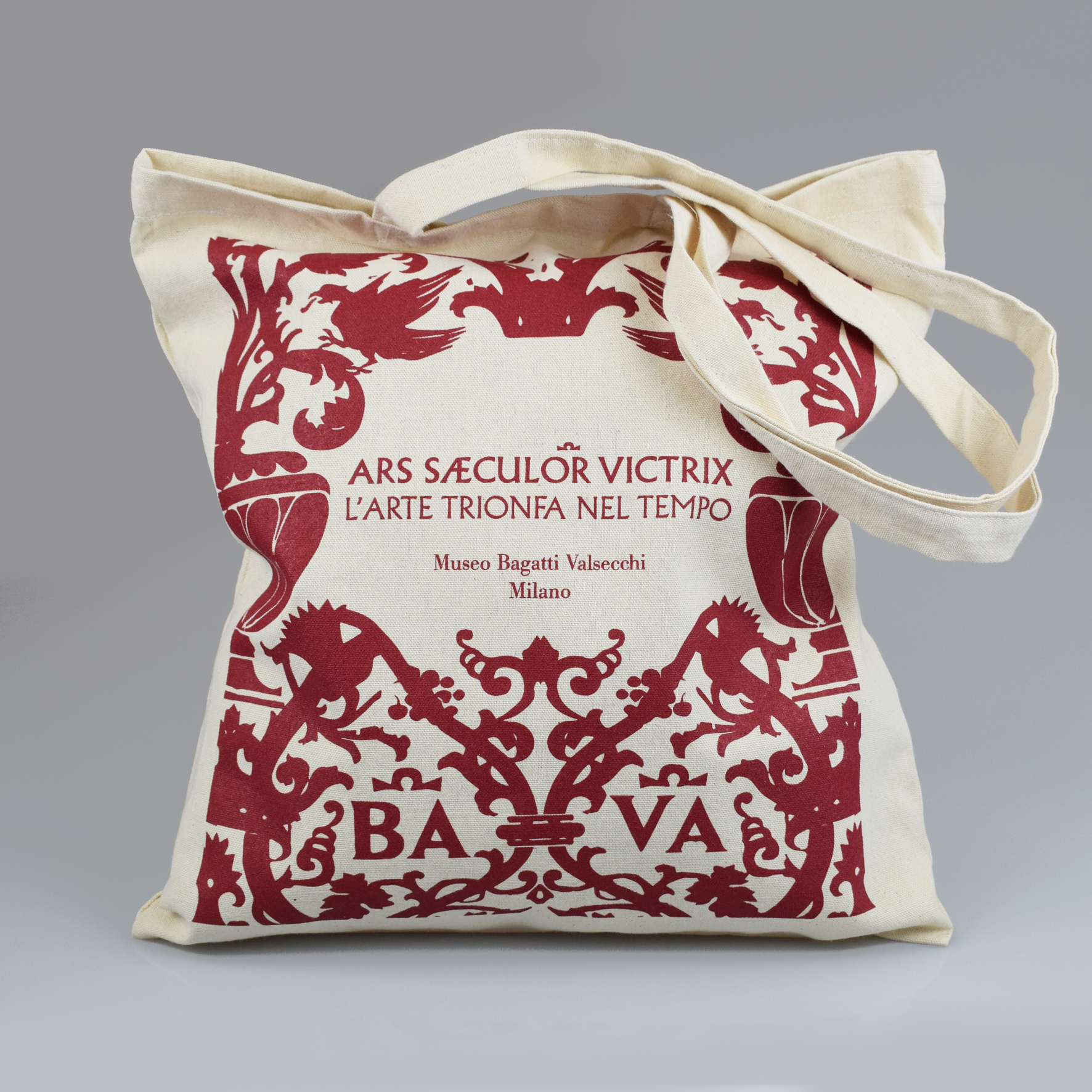 Shopping bag in cotone personalizzata con i motivi presenti all'interno del Museo Bagatti Valsecchi