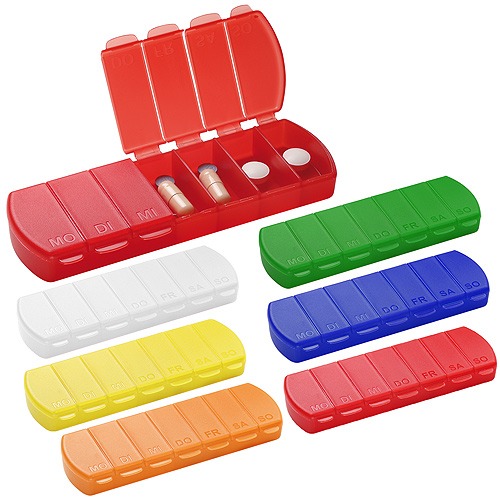 Set di portapillole in vari colori con sette scomparti