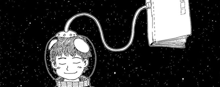 disegno di uno studente con un gadget spaziale