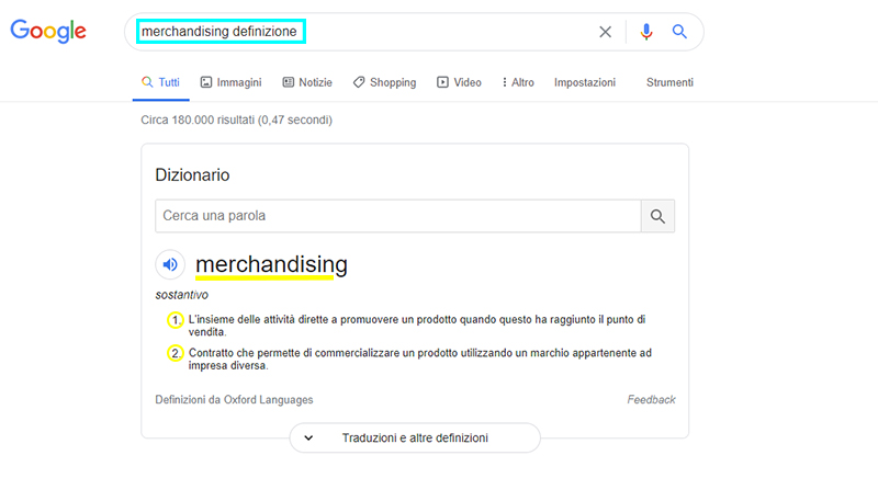 definizione merchandising da Wikipedia