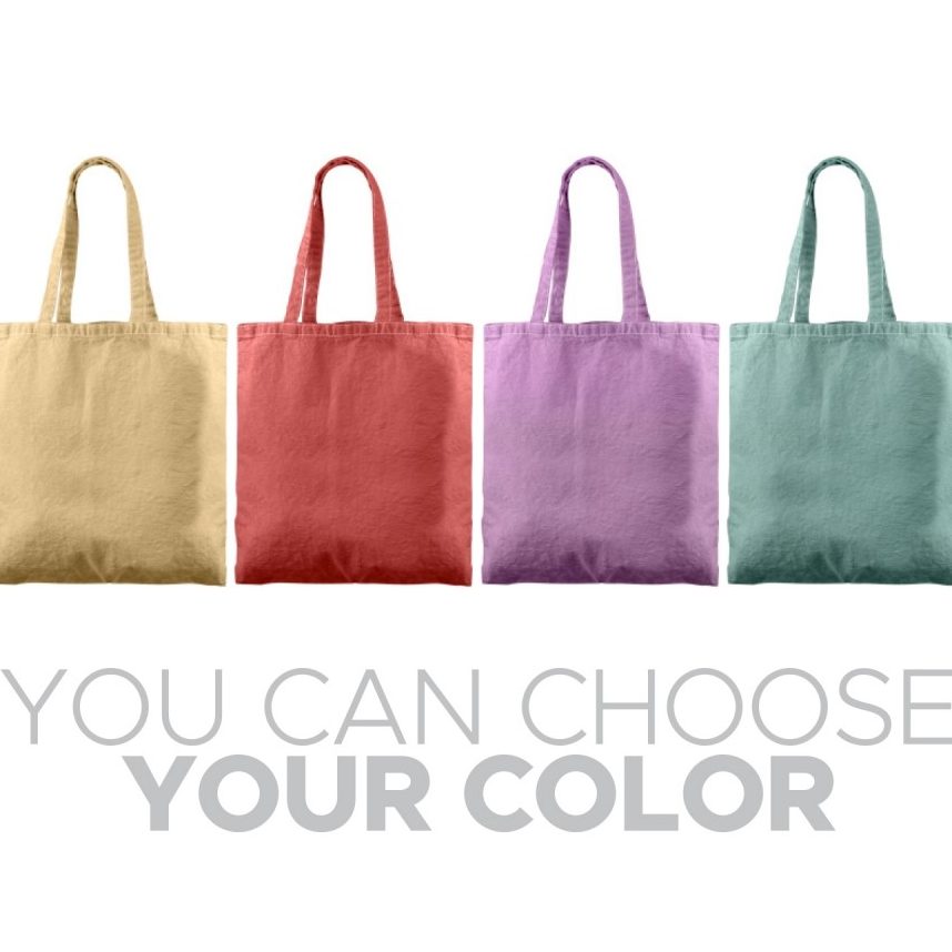 Shopper personalizzata sostenibile Sadesign in vari colori.  Buoni propositi per l'anno nuovo essere più sostenibili.